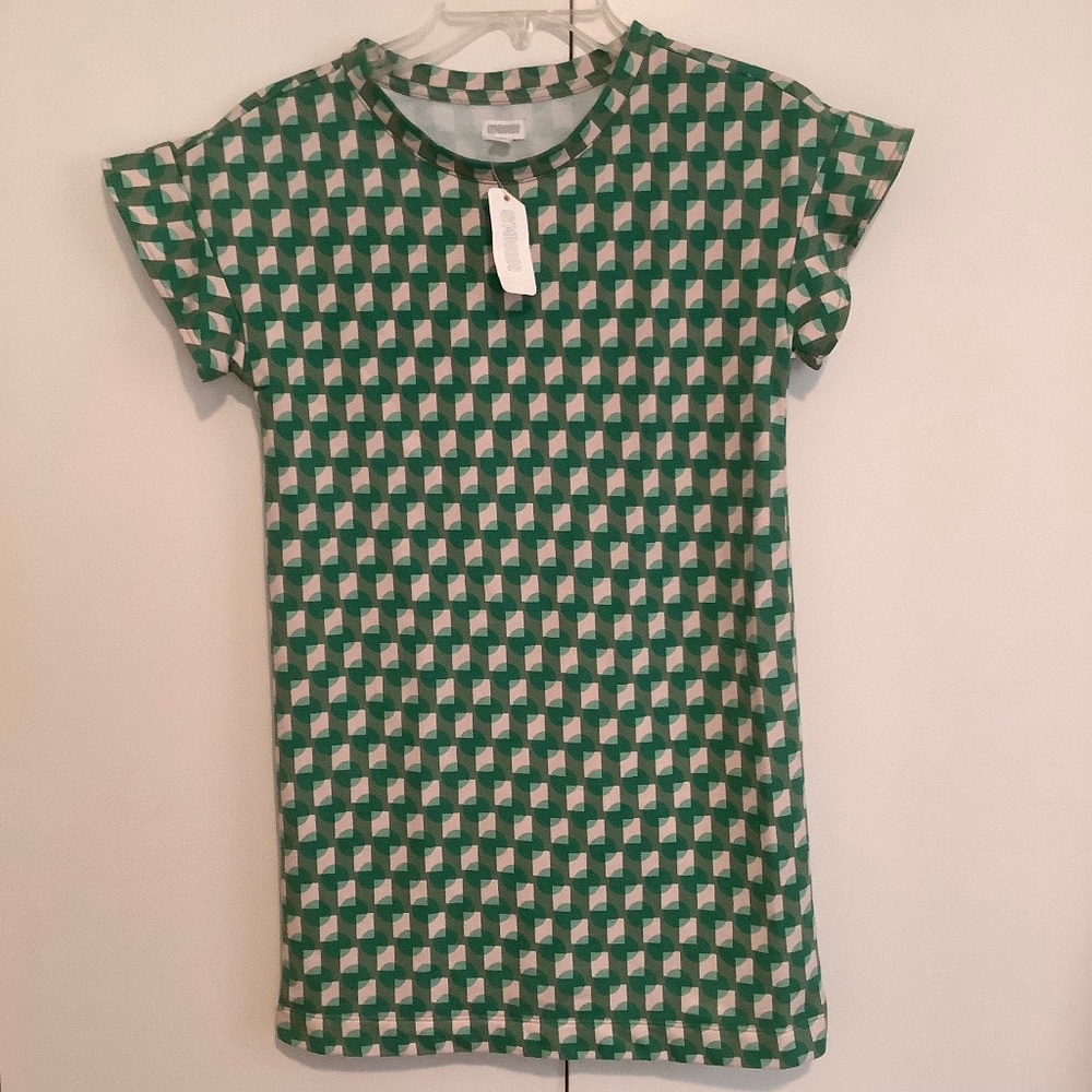 Girls Green Patterned Dress Size M/7-8